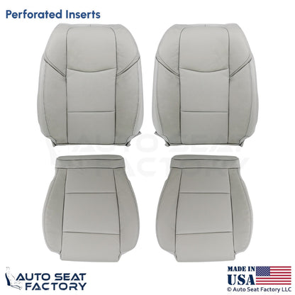 2013-2019 Fits Cadillac ATS Leather Perf Front Seat Covers Light Platinum - OEM-Style Replacement Seat Cover