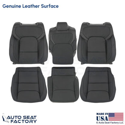 2020 Fits Dodge Ram 1500 Quad Cab Genuine Leather Front & Jump Seat Covers Black - OEM-Style Replacement Seat Cover