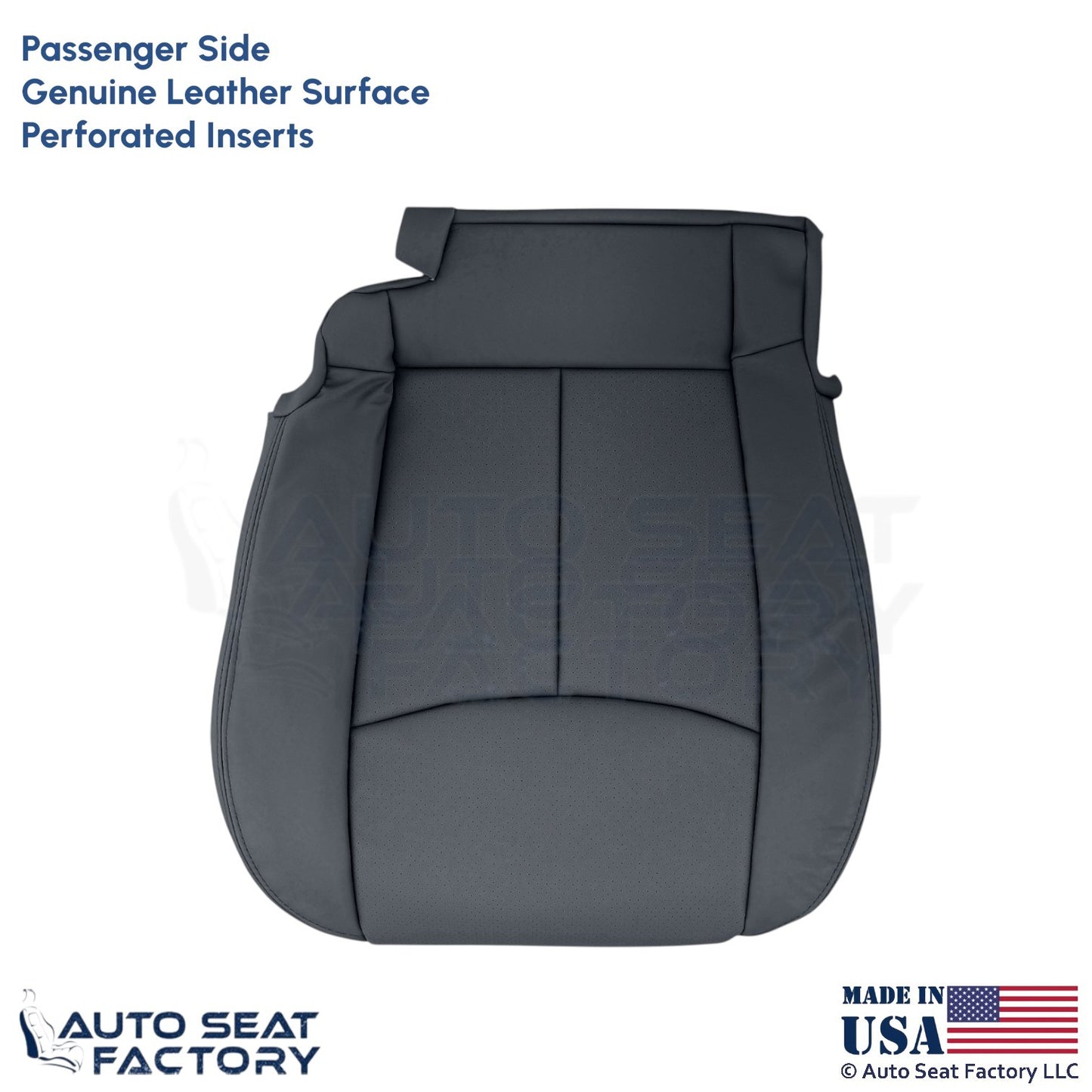 2011-2013 Fits Infiniti M37 M56 Genuine Leather Passenger Bottom Cover Graphite - OEM-Style Replacement Seat Cover