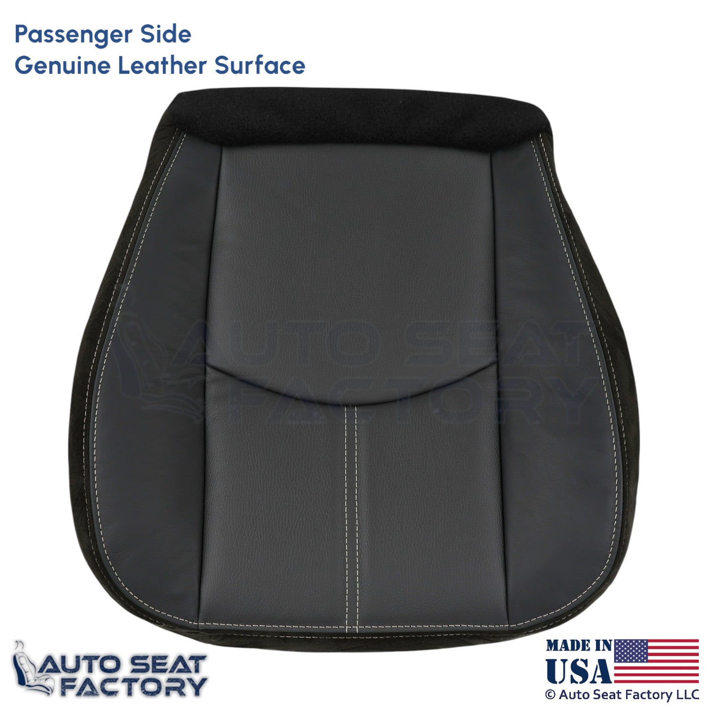 2008-2011 For Mazda Tribute Genuine Leather Passenger Bottom Seat Cover Black - OEM-Style Replacement Seat Cover