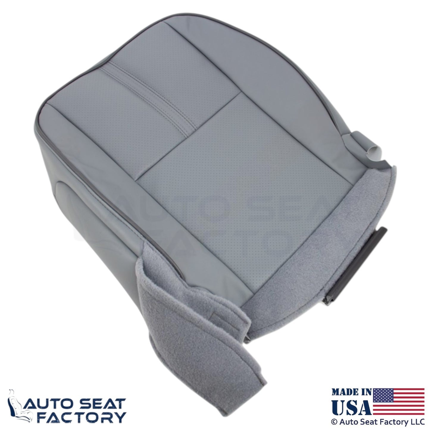 2010-2012 Fits Lincoln MKZ Genuine Leather Perf Driver Bottom Seat Covers Gray - OEM-Style Replacement Seat Cover
