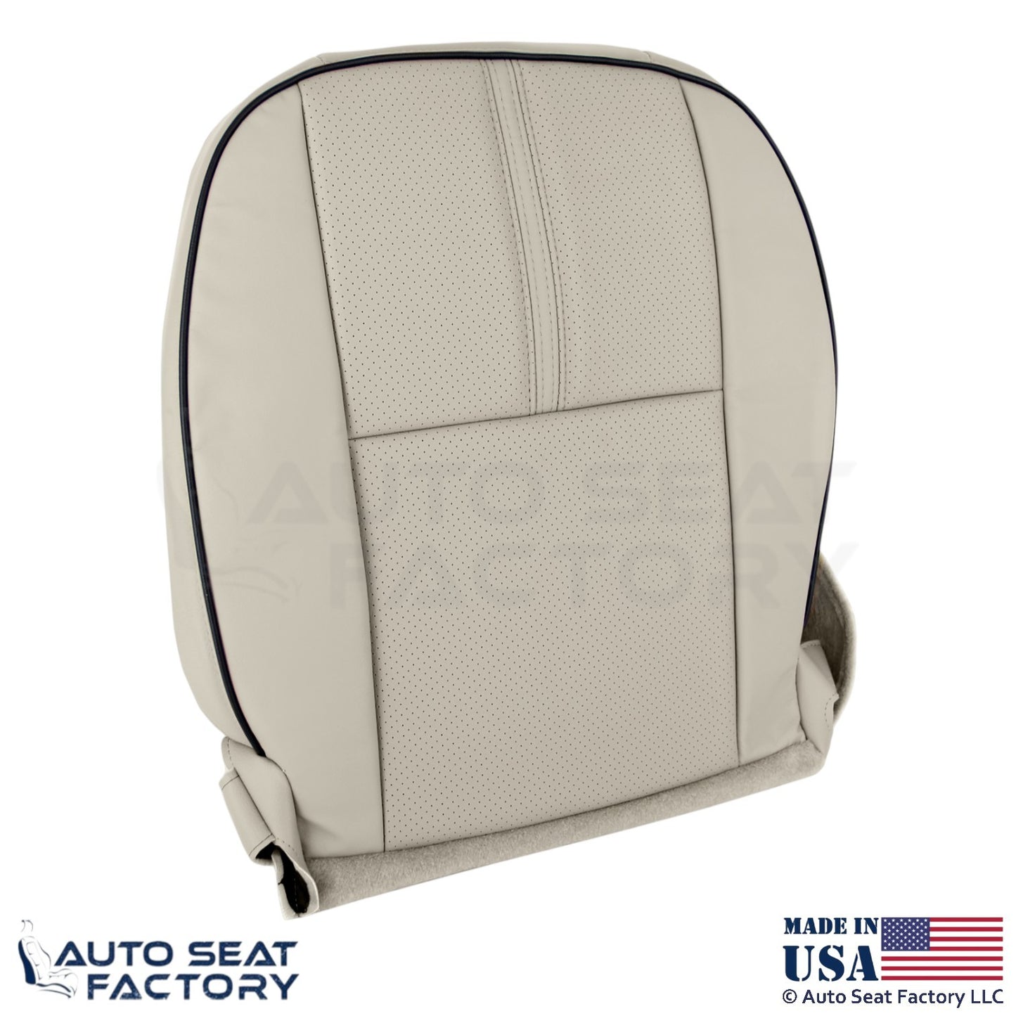 2010-2012 Fits Lincoln MKZ Genuine Leather Perf Front Bottom Seat Covers Tan - OEM-Style Replacement Seat Cover