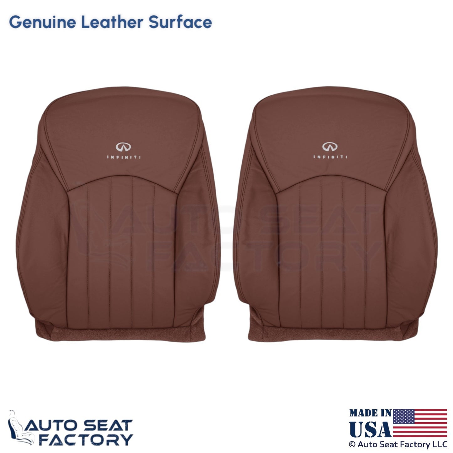 2008-2012 Fits Infiniti EX35 Genuine Leather Front Top Seat Covers Chestnut - OEM-Style Replacement Seat Cover
