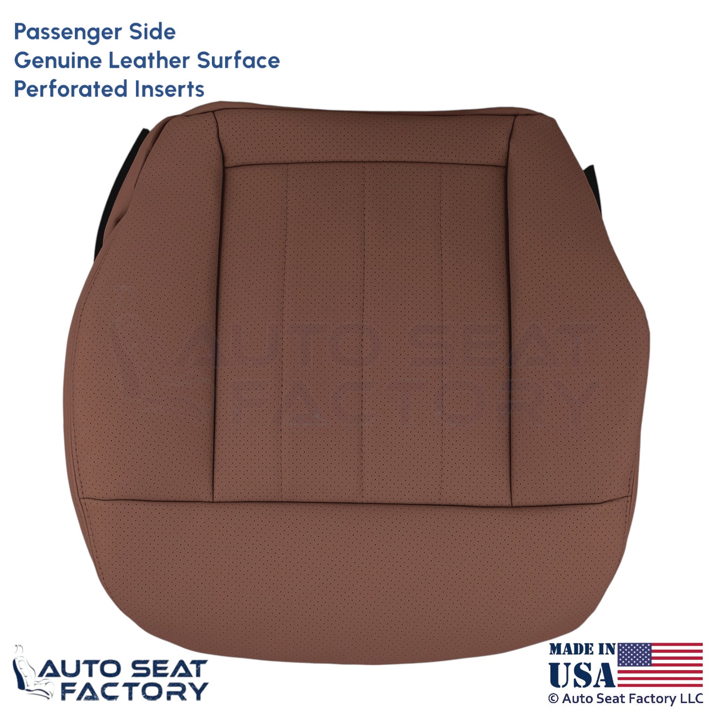 2010-16 For Mercedes Benz E550 Genuine Leather Perf Passenger Bottom Cover Brown - OEM-Style Replacement Seat Cover