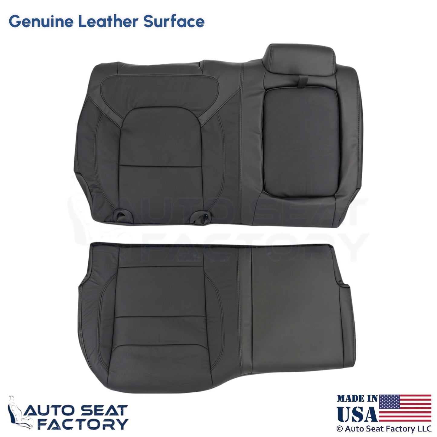 2020 For Dodge Ram 1500 Genuine Leather Rear Bench Driver Side Seat Covers Black - OEM-Style Replacement Seat Cover