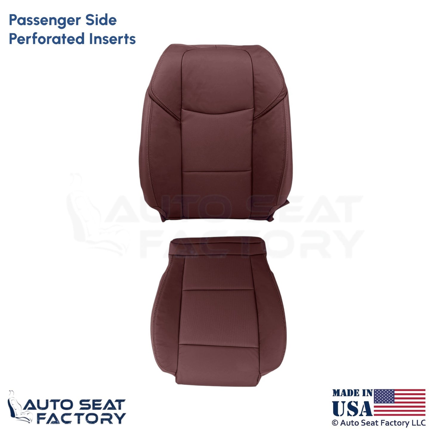 2013-2019 Fits Cadillac ATS Leather Perf Front Passenger Side Covers Morello Red - OEM-Style Replacement Seat Cover