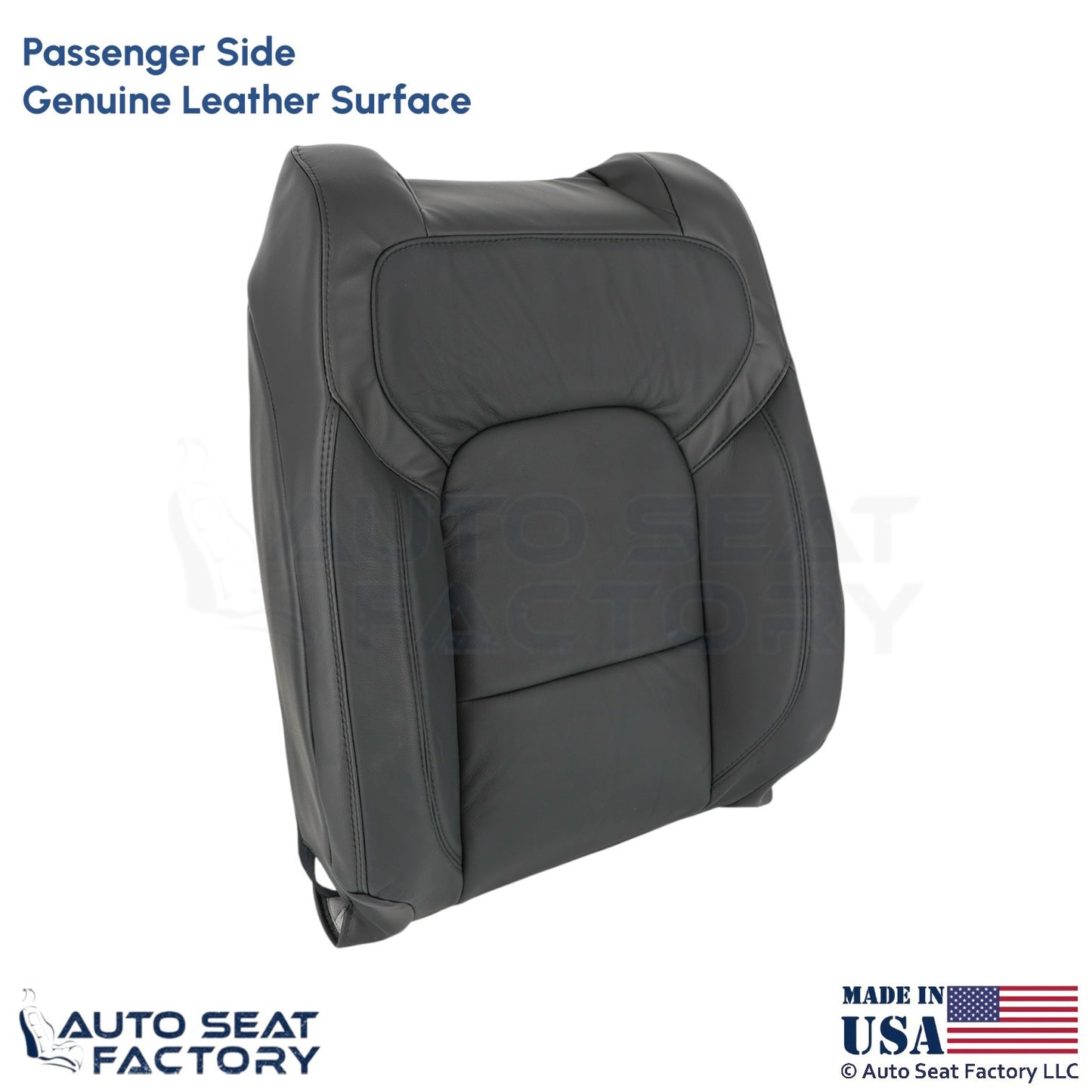 2020 Fits Dodge Ram 1500 Quad Cab Genuine Leather Passenger Top Seat Cover Black - OEM-Style Replacement Seat Cover