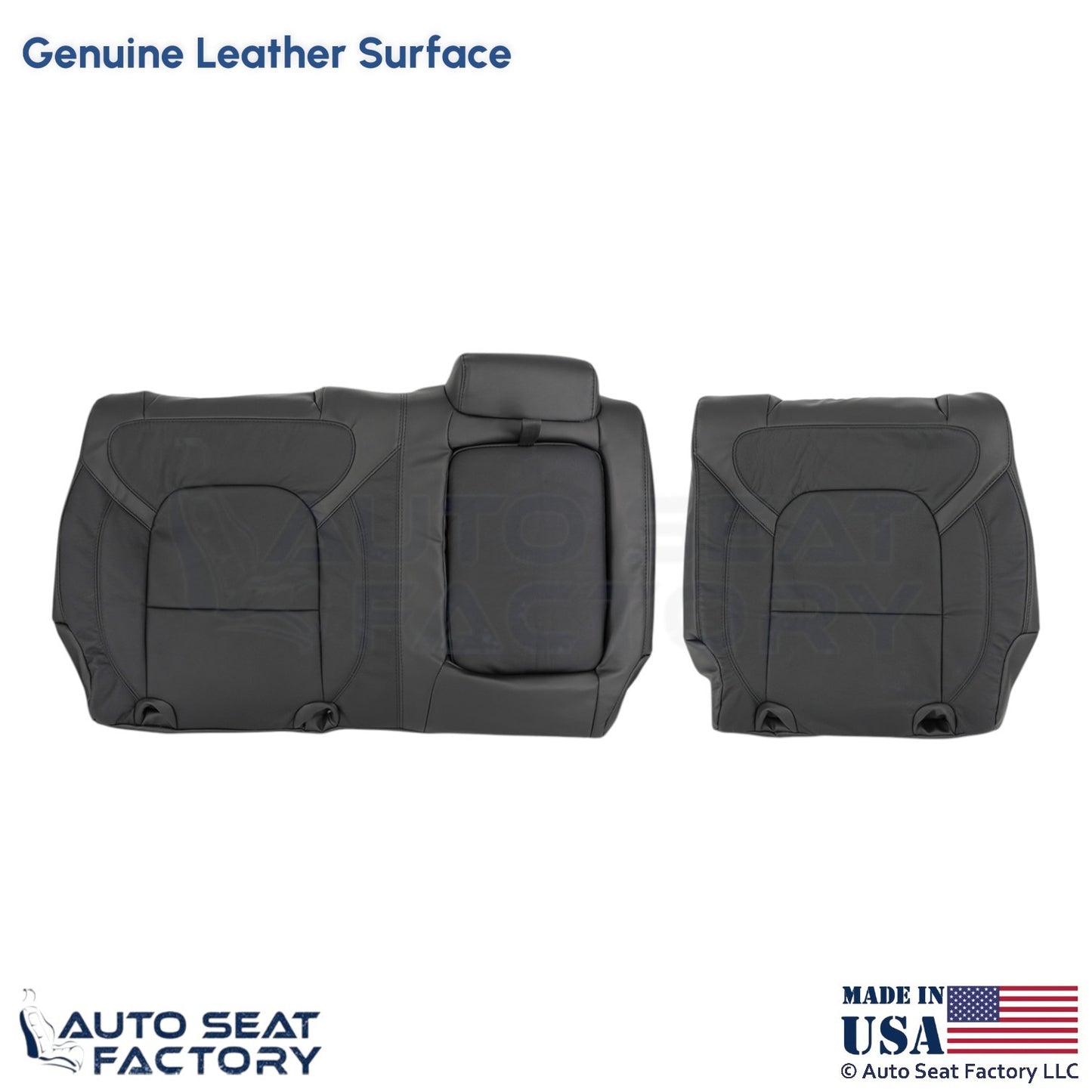 2020 For Dodge Ram 1500 Genuine Leather Rear Bench Replacement Top Covers Black - OEM-Style Replacement Seat Cover