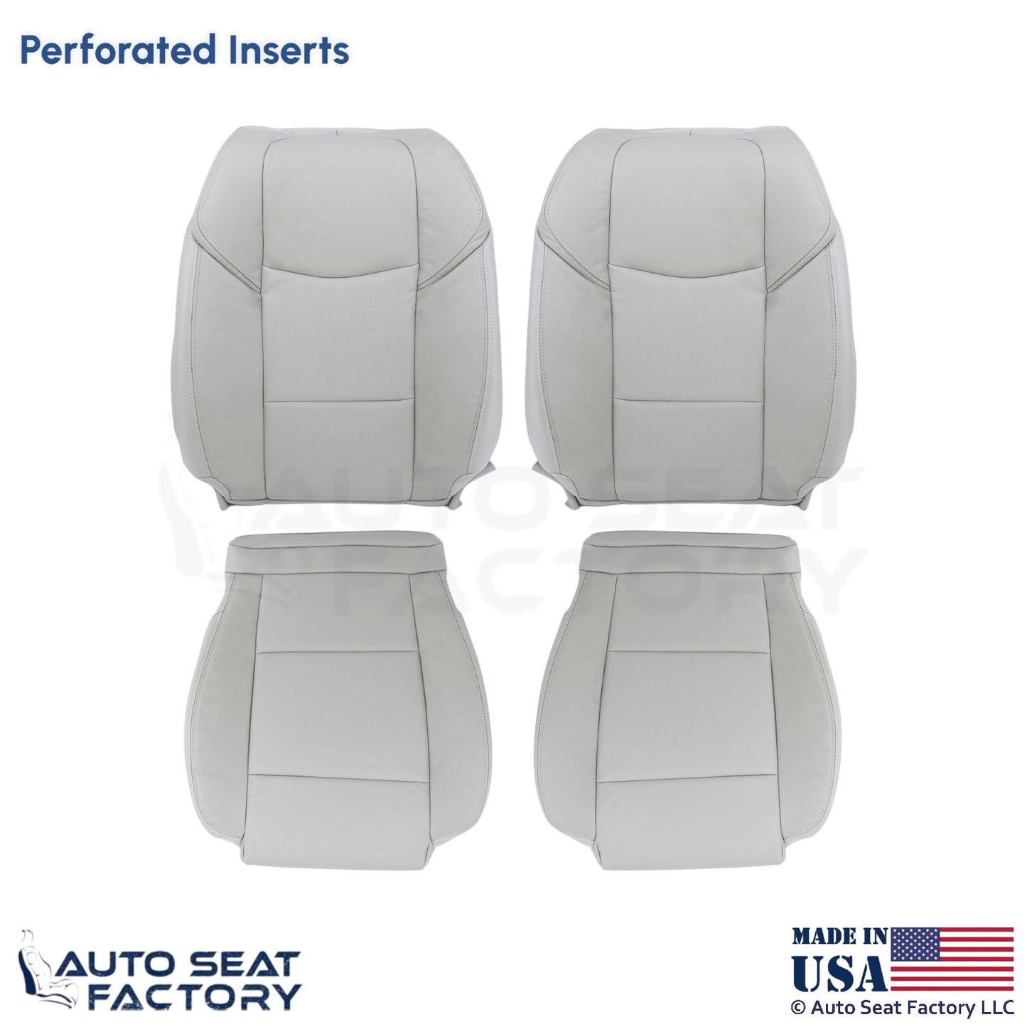 2015-2019 Fits Cadillac ATS Leather Perf Front Seat Covers Light Neutral - OEM-Style Replacement Seat Cover