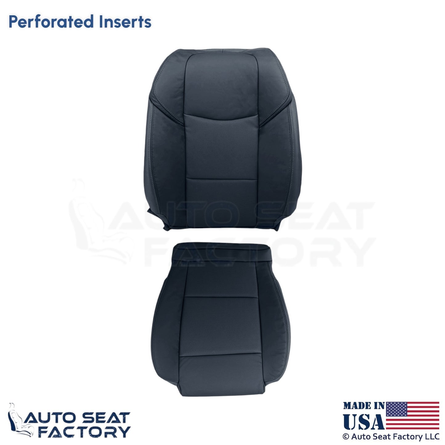 2013-2019 Fits Cadillac ATS Leather Perf Front Driver Side Seat Covers Black - OEM-Style Replacement Seat Cover