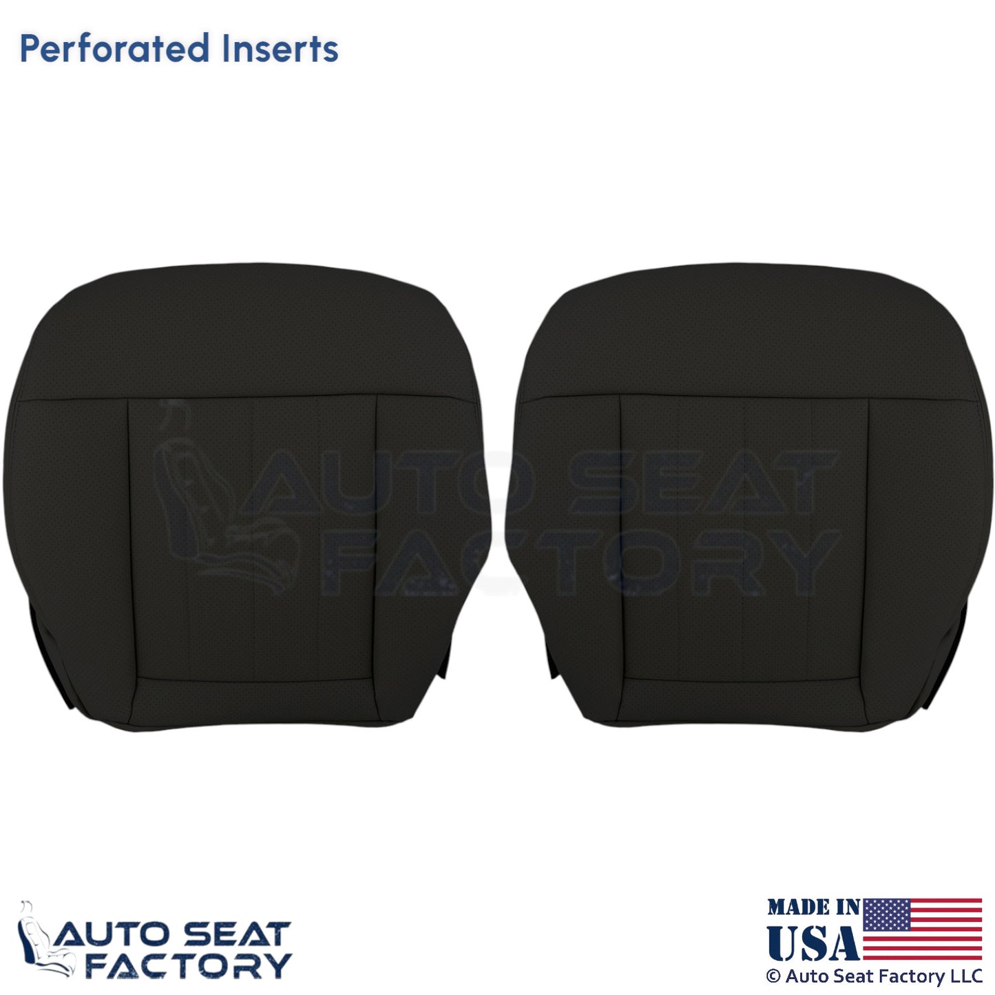 2010-2016 For Mercedes Benz E550 E350 Leatherette Perf. Bottom Seat Covers Black - OEM-Style Replacement Seat Cover