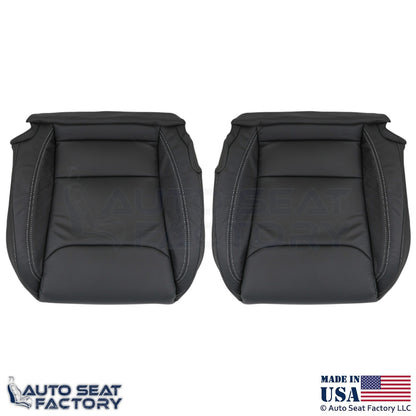 2016-2025  For Tesla Model S Leatherette Front Bottom Covers Black w/ White Stch - OEM-Style Replacement Seat Cover