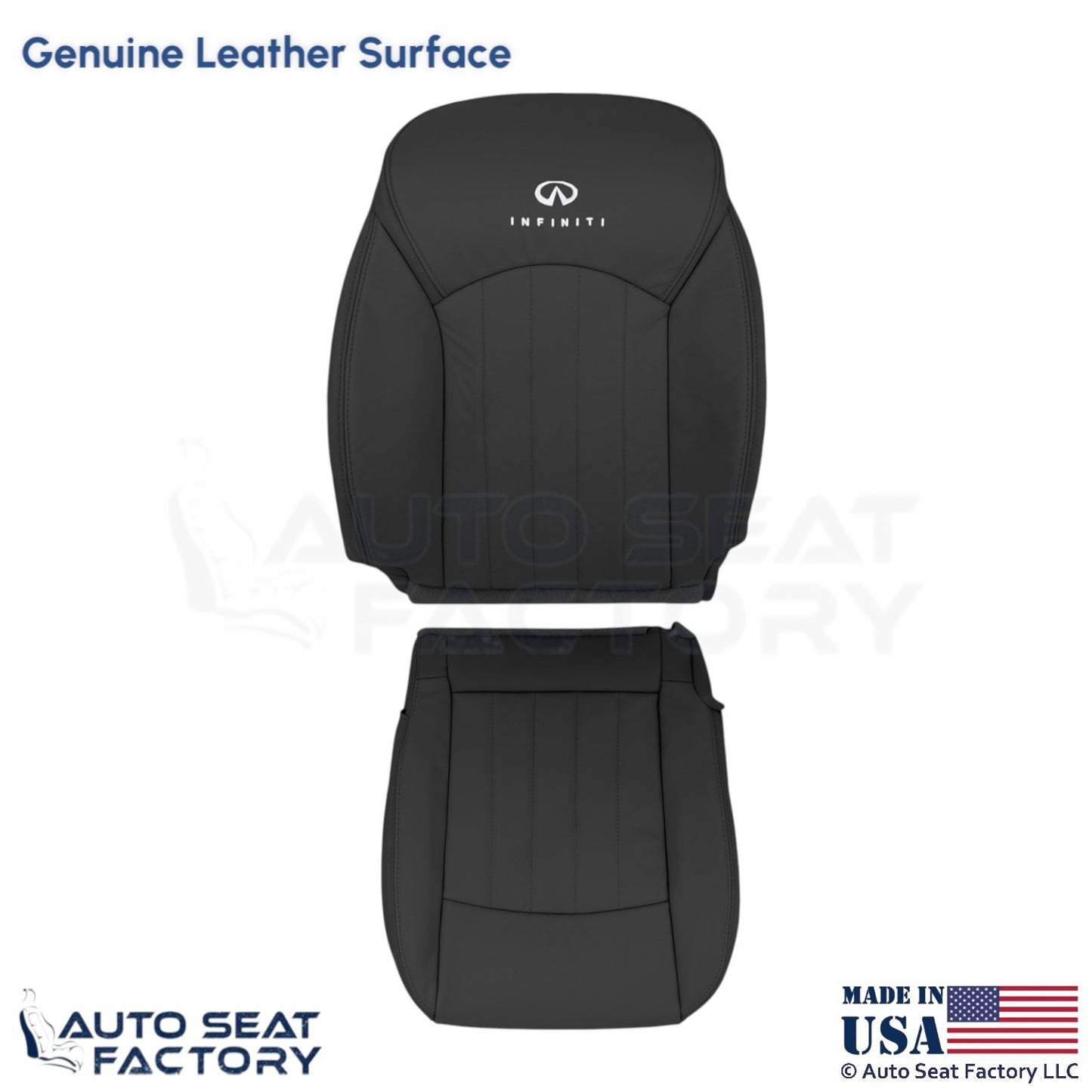 2008-2012 Fits Infiniti EX35 Genuine Leather Driver Side Seat Covers Graphite - OEM-Style Replacement Seat Cover