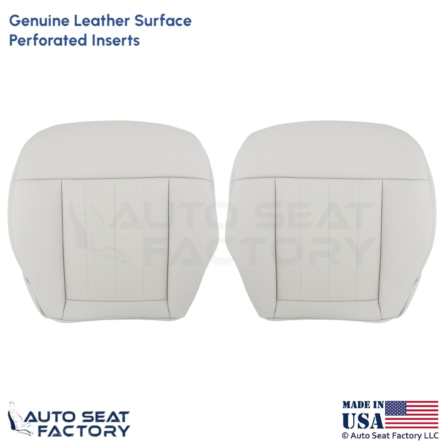 2014-2016 Fits Mercedes Benz E550 E350 Genuine Leather Perf. Bottom Covers Gray - OEM-Style Replacement Seat Cover