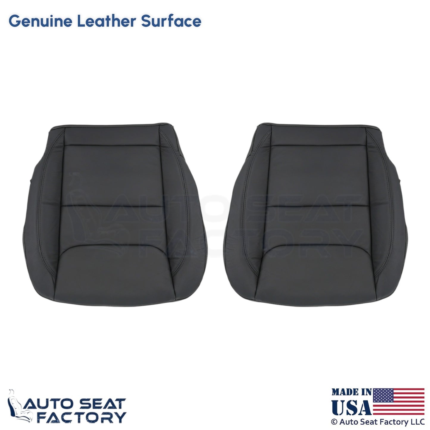 2020 Fits Dodge Ram 1500 Quad Cab Genuine Leather Front Bottom Seat Covers Black - OEM-Style Replacement Seat Cover
