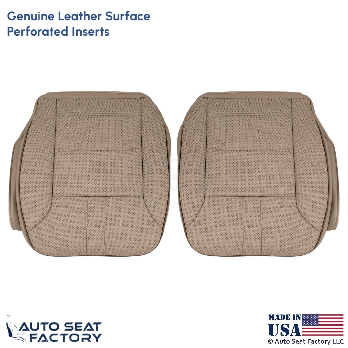 2010-2013 Fits Mercedes Benz R-Class Genuine Leather Front Bottom Covers Tan - OEM-Style Replacement Seat Cover