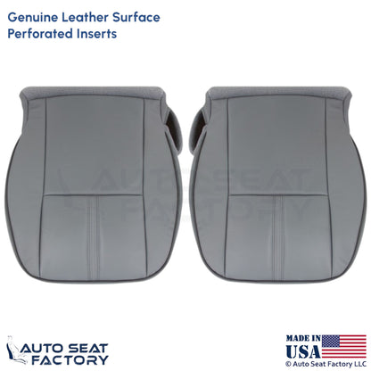 2010-2012 Fits Lincoln MKZ Genuine Leather Perf Front Bottom Seat Covers Gray - OEM-Style Replacement Seat Cover