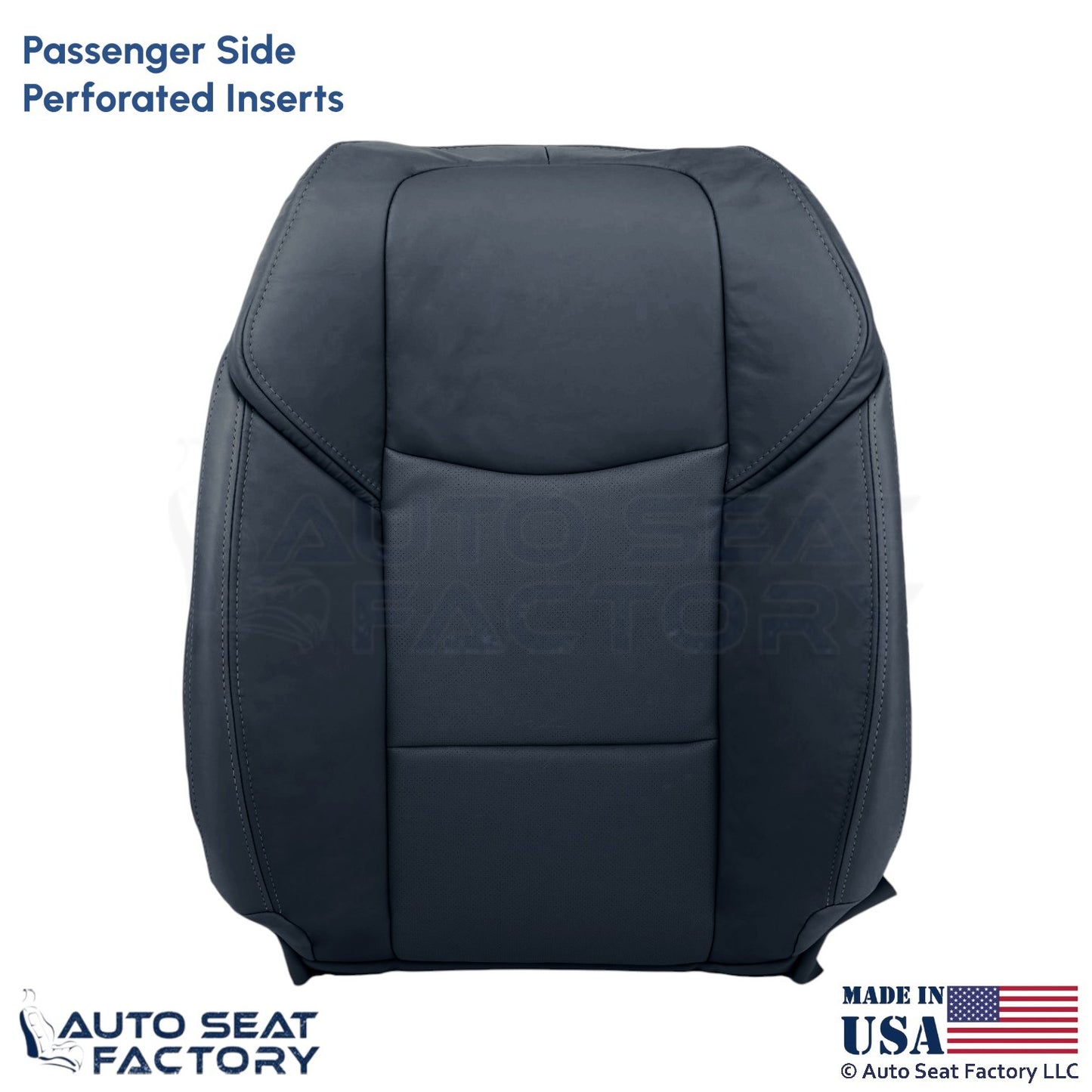 2013-2019 Fits Cadillac ATS Leather Perf Front Passenger Top Seat Covers Black - OEM-Style Replacement Seat Cover