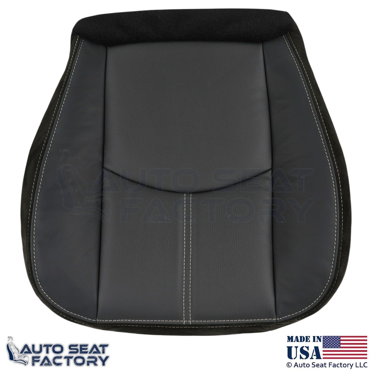 2008-2011 For Mazda Tribute Genuine Leather Bottom Covers Black w/ White Stitch - OEM-Style Replacement Seat Cover
