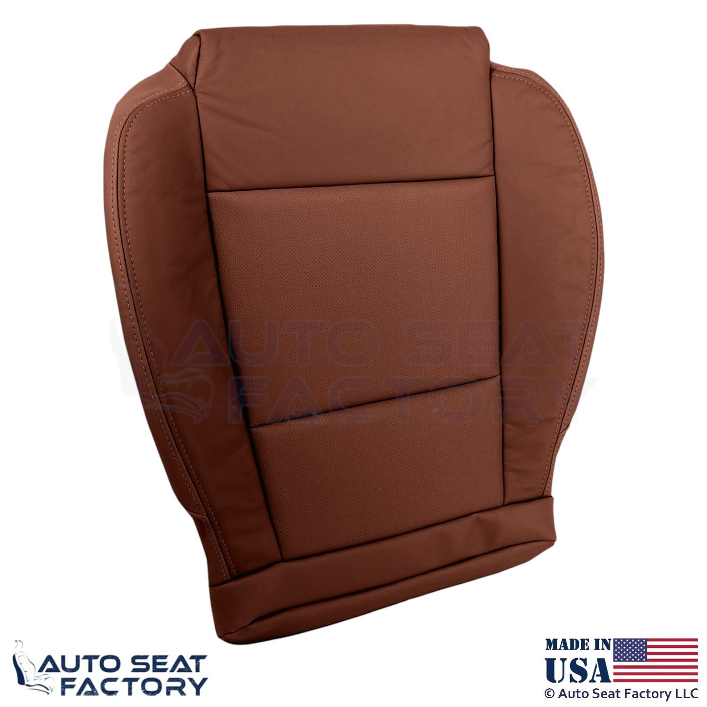 2015-2019 Fits Cadillac ATS Leather Perf Front Passenger Side Seat Covers Brown - OEM-Style Replacement Seat Cover