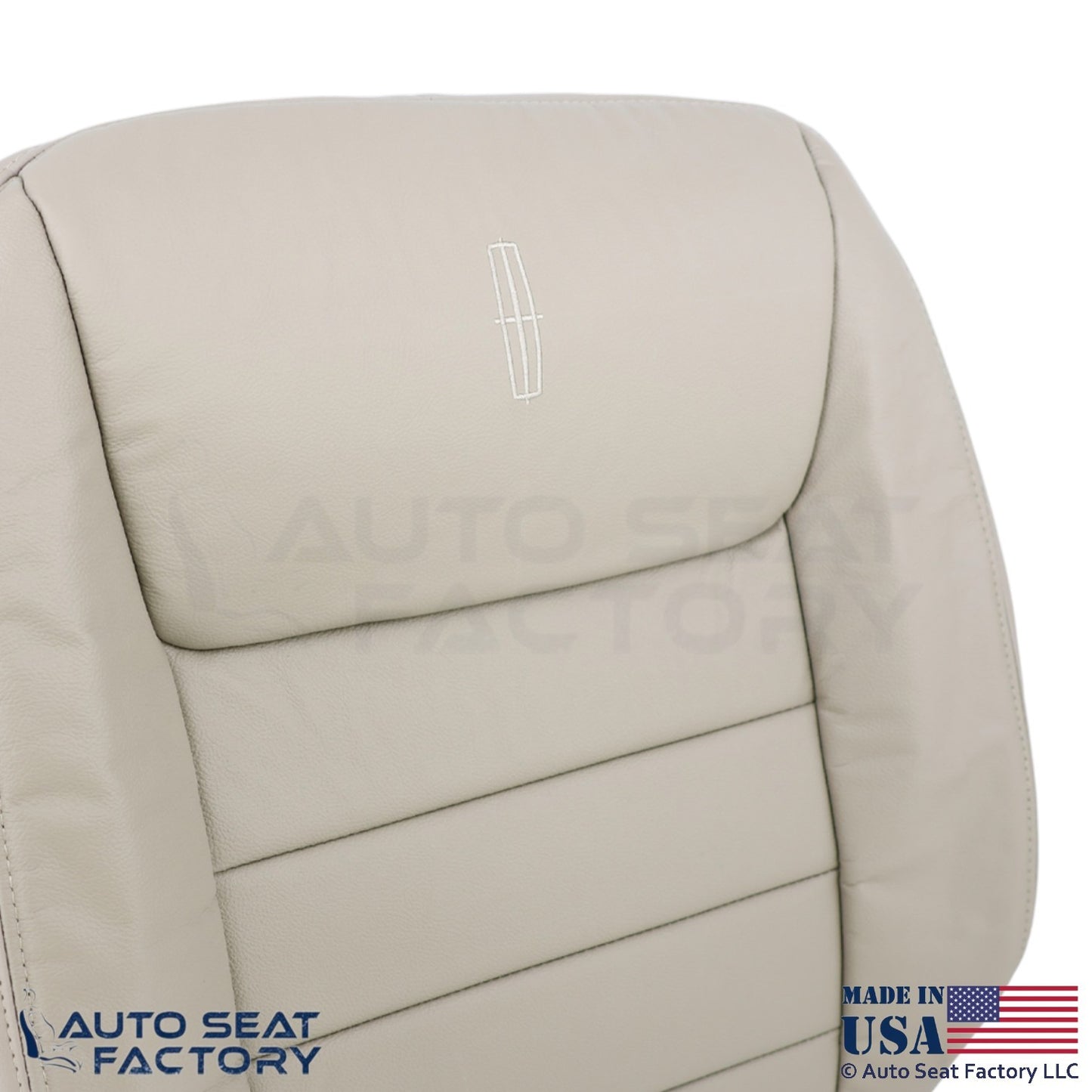 1999-2001 For Lincoln Town Car Genuine Leather Passenger Top Cover Lt. Parchment - OEM-Style Replacement Seat Cover
