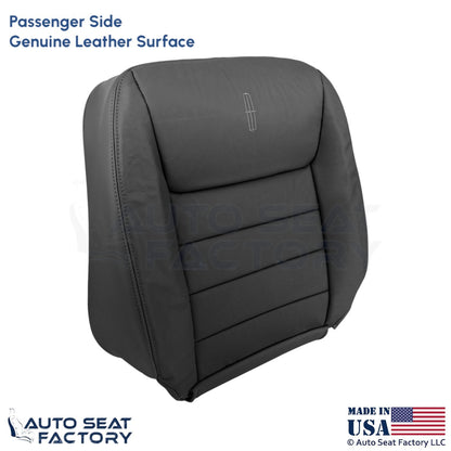 1999-2001 For Lincoln Town Car Genuine Leather Passenger Top Cover Deep Charcoal - OEM-Style Replacement Seat Cover