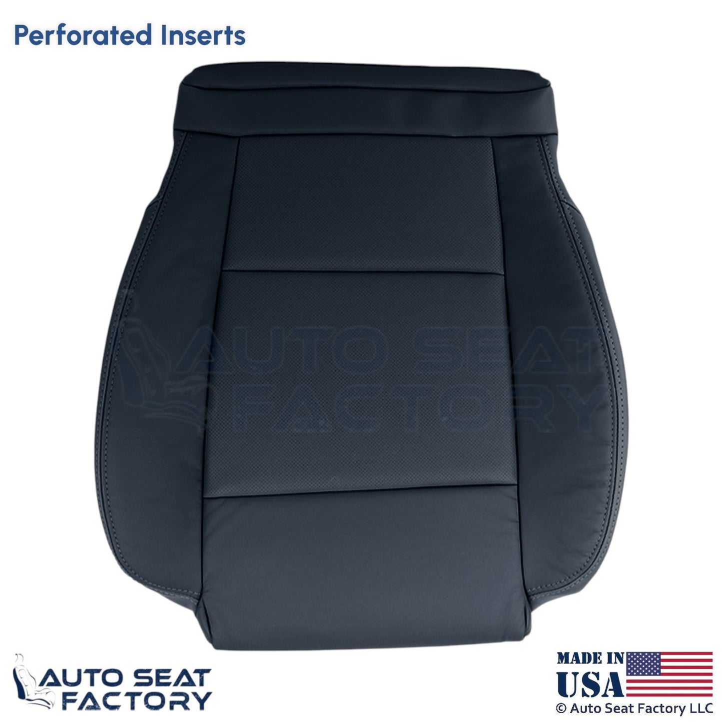 2013-2019 Fits Cadillac ATS Leather Perf Front Driver Bottom Seat Cover Black - OEM-Style Replacement Seat Cover