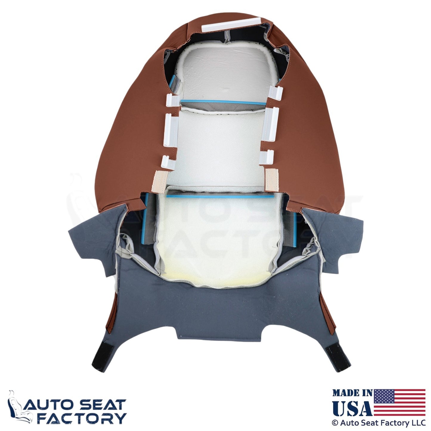 2015-2019 Fits Cadillac ATS Leatherette Perf Front Replacement Seat Covers Brown - OEM-Style Replacement Seat Cover