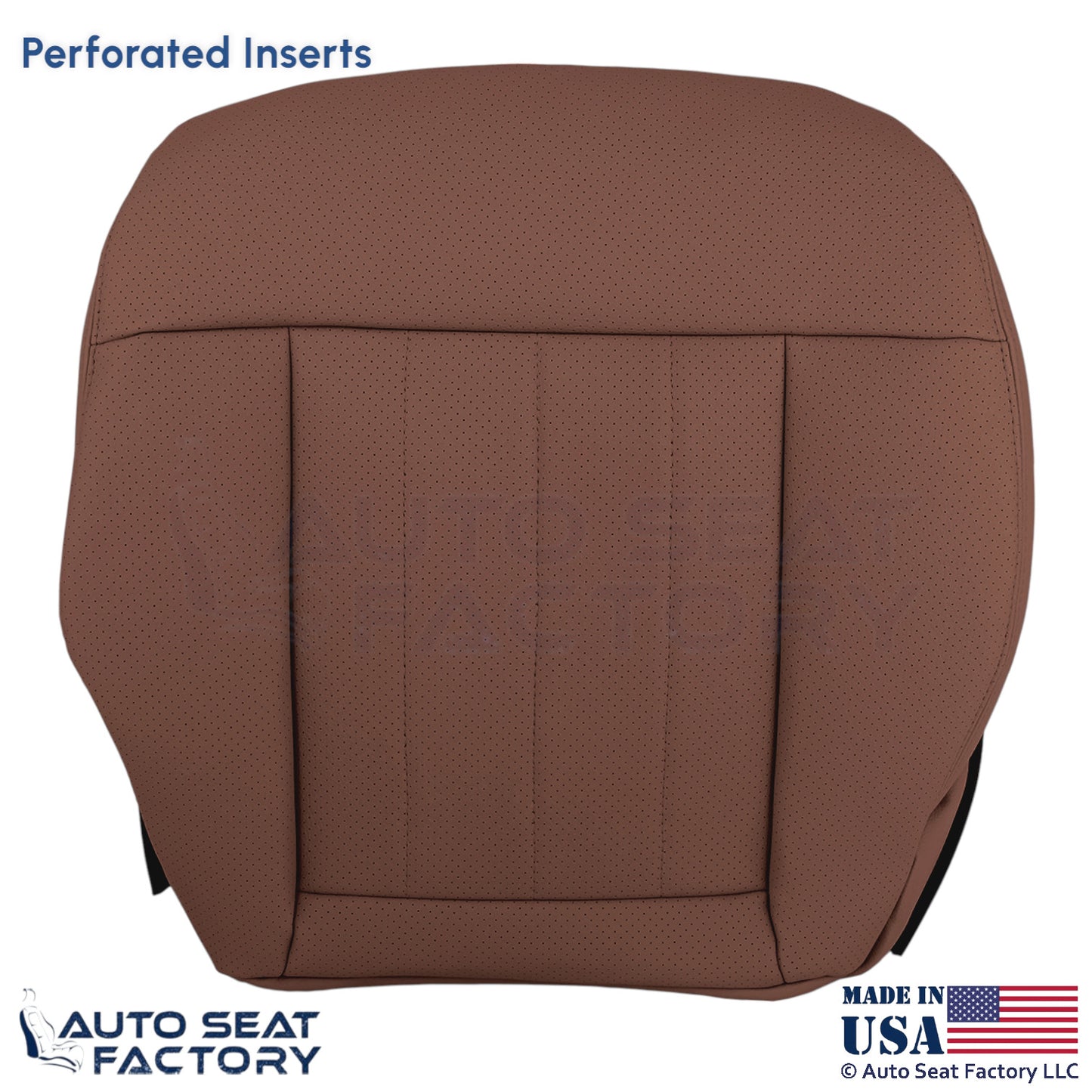 2010-2016 Fits Mercedes Benz E550 Leatherette Perf. Driver Bottom Cover Chestnut - OEM-Style Replacement Seat Cover