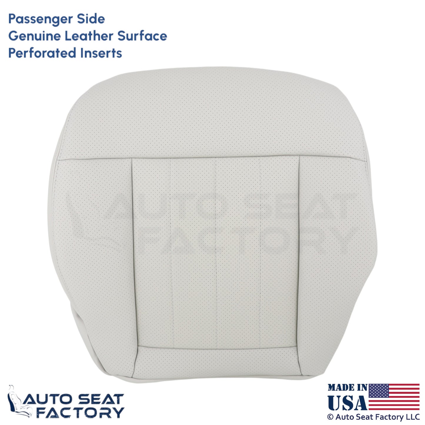 2014-2016 For Mercedes Benz E550 Genuine Leather Perf Passenger Bottom Cover Gry - OEM-Style Replacement Seat Cover