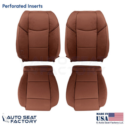 2015-2019 Fits Cadillac ATS Leatherette Perf Front Replacement Seat Covers Brown - OEM-Style Replacement Seat Cover