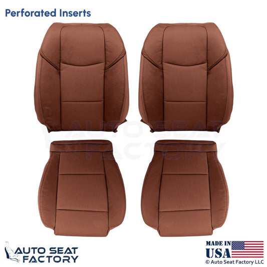 2015-2019 Fits Cadillac ATS Leatherette Perf Front Replacement Seat Covers Brown - OEM-Style Replacement Seat Cover