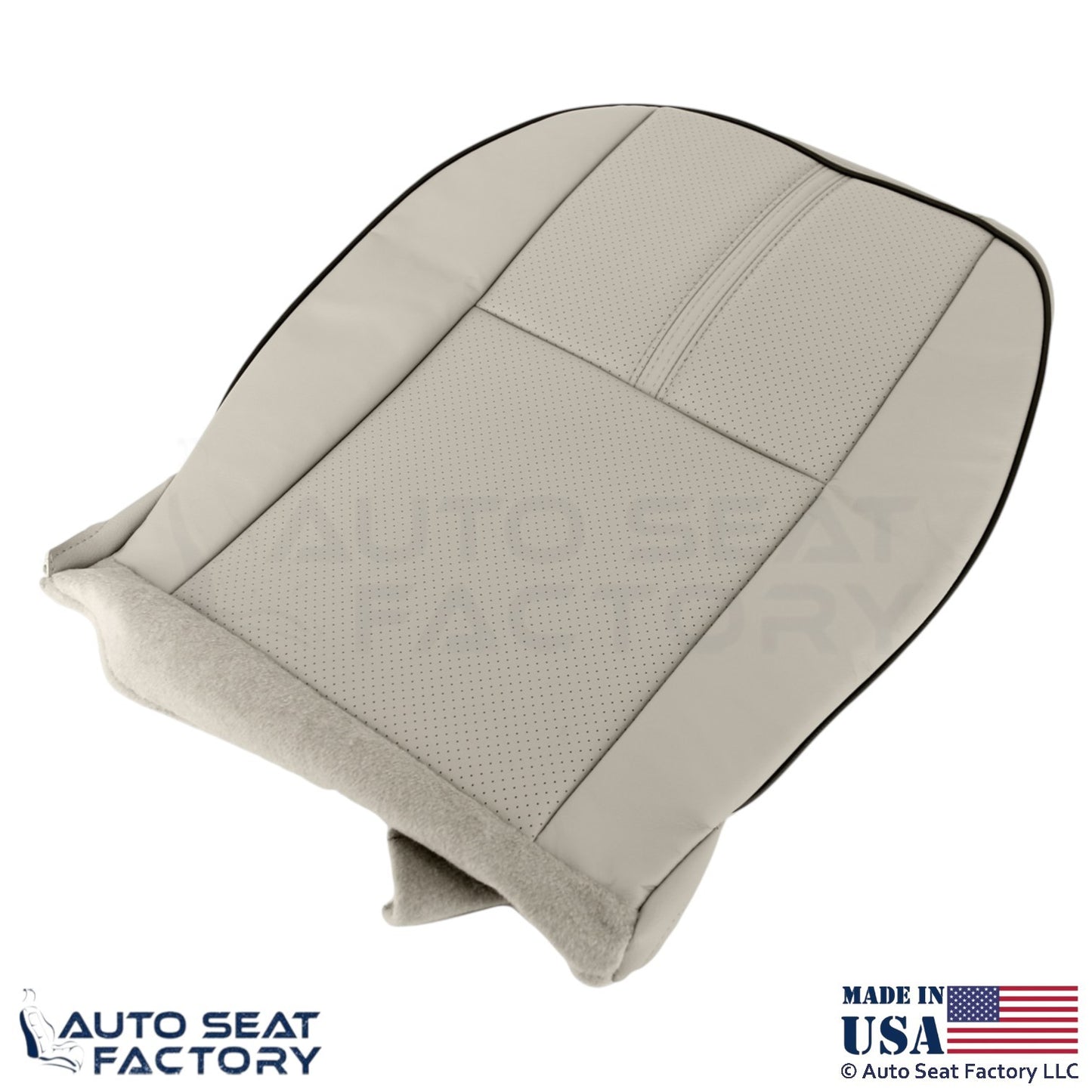 2010-2012 Fits Lincoln MKZ Genuine Leather Perf Front Bottom Seat Covers Tan - OEM-Style Replacement Seat Cover