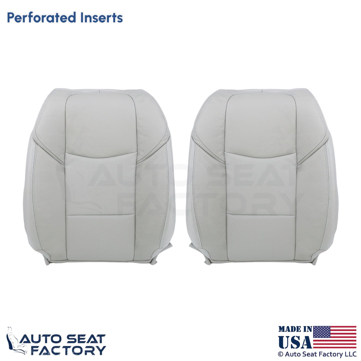 2015-2019 Fits Cadillac ATS Leatherette Front Top Seat Covers Light Neutral - OEM-Style Replacement Seat Cover