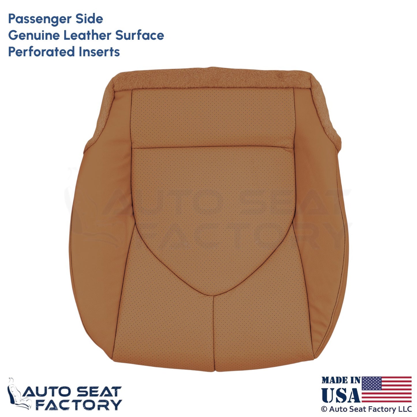2020-2024 Fits Toyota Highlander Genuine Leather Passenger Bottom Cover Brown - OEM-Style Replacement Seat Cover