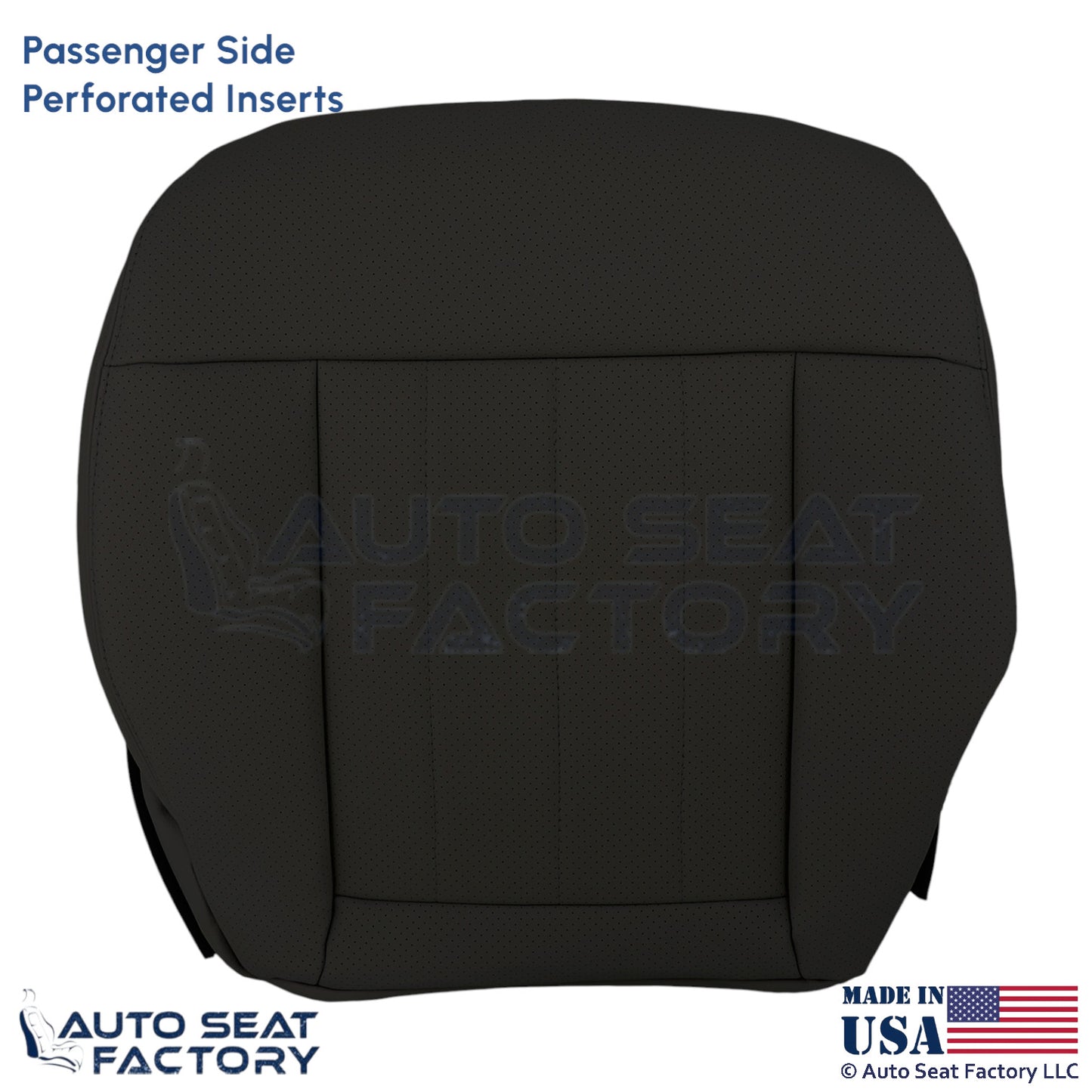 2010-2016 For Mercedes Benz E550 Leatherette Perf Passenger Bottom Cover Black - OEM-Style Replacement Seat Cover