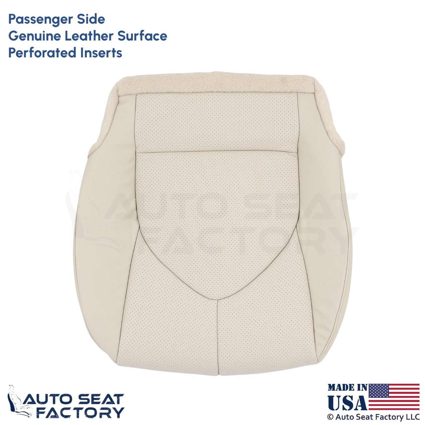 2020-2023 Fits Toyota Highlander Genuine Leather Passenger Bottom Cover Beige - OEM-Style Replacement Seat Cover