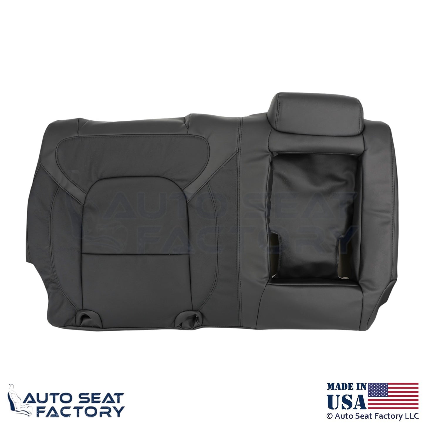 2020 Fits Dodge Ram 1500 Genuine Leather Rear Bench Driver Side Top Cover Black - OEM-Style Replacement Seat Cover
