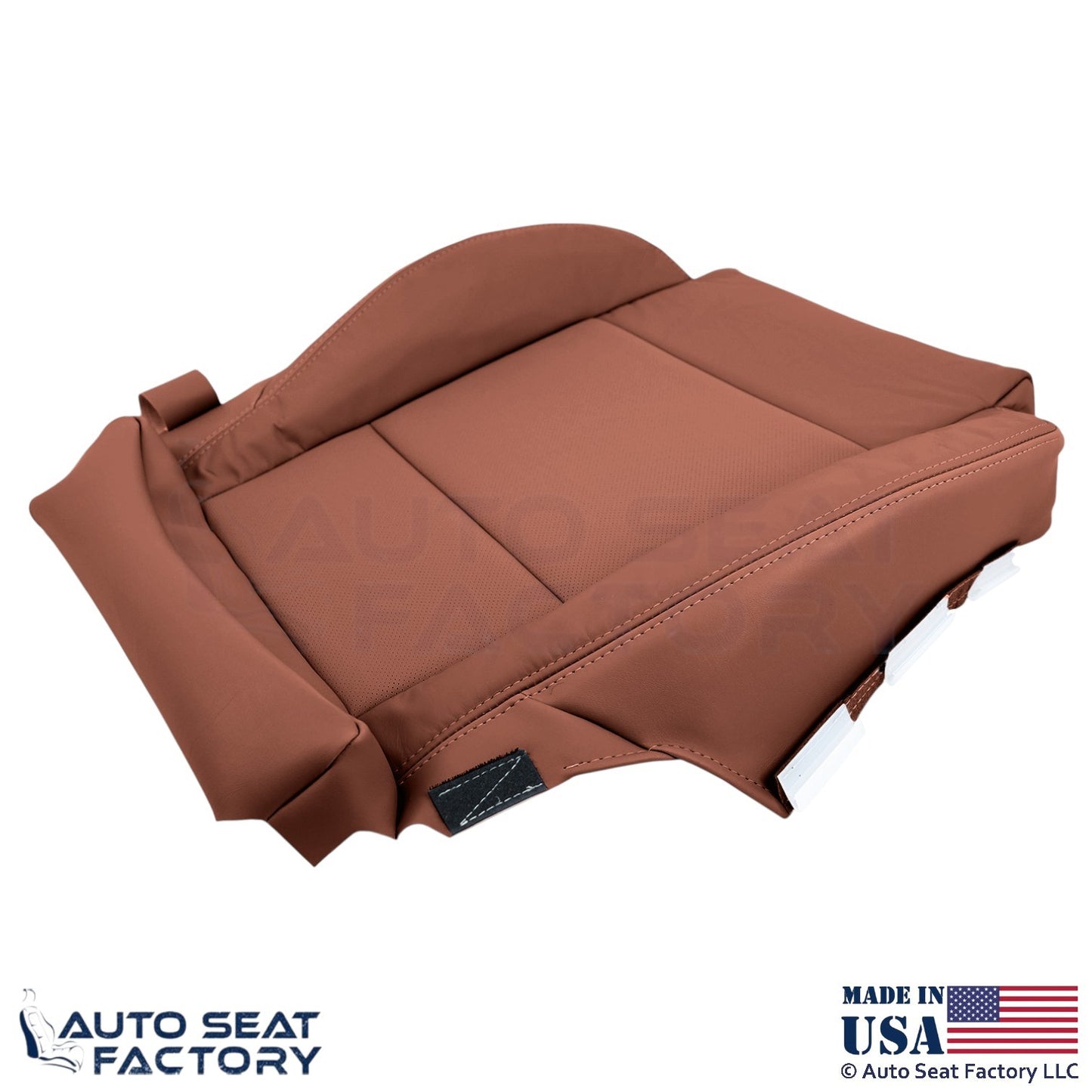 2015-2019 Fits Cadillac ATS Leatherette Perf Front Bottom Seat Covers Brown - OEM-Style Replacement Seat Cover