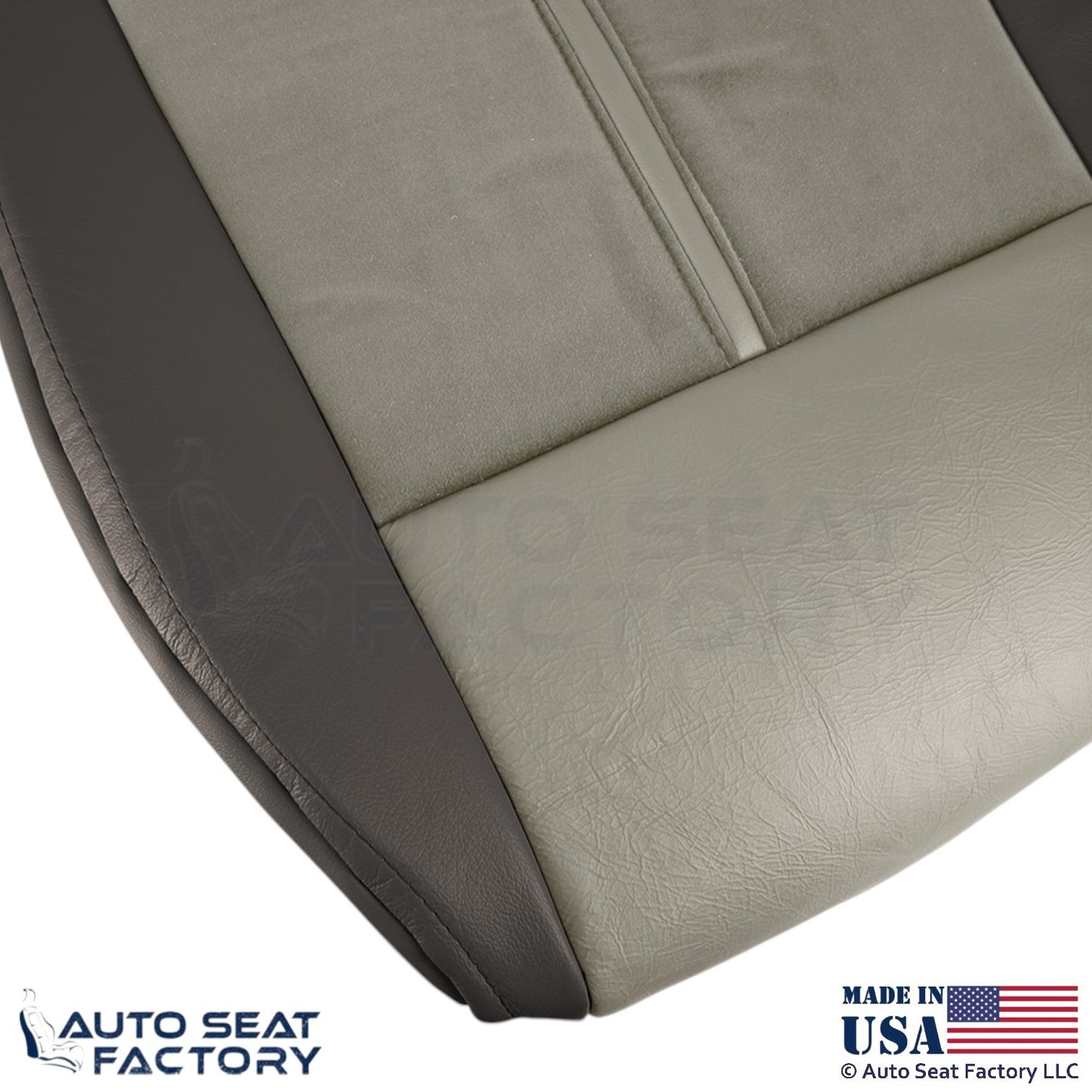 2006-07 For Jeep Grand Cherokee Leather Suede Insert Passenger Bottom Cover Gray - OEM-Style Replacement Seat Cover