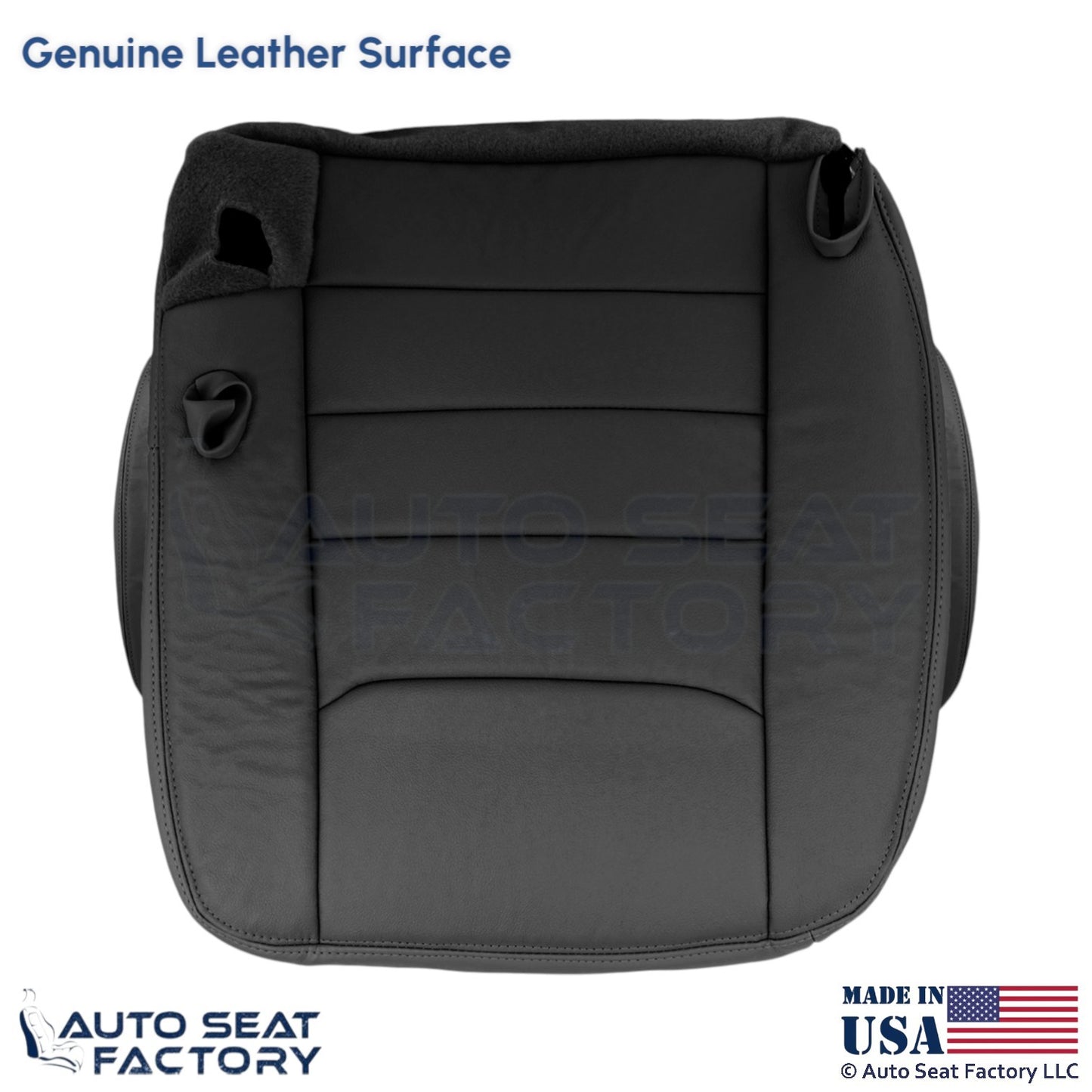 1999-2001 For Lincoln Town Car Genuine Leather Driver Bottom Cover Deep Charcoal - OEM-Style Replacement Seat Cover