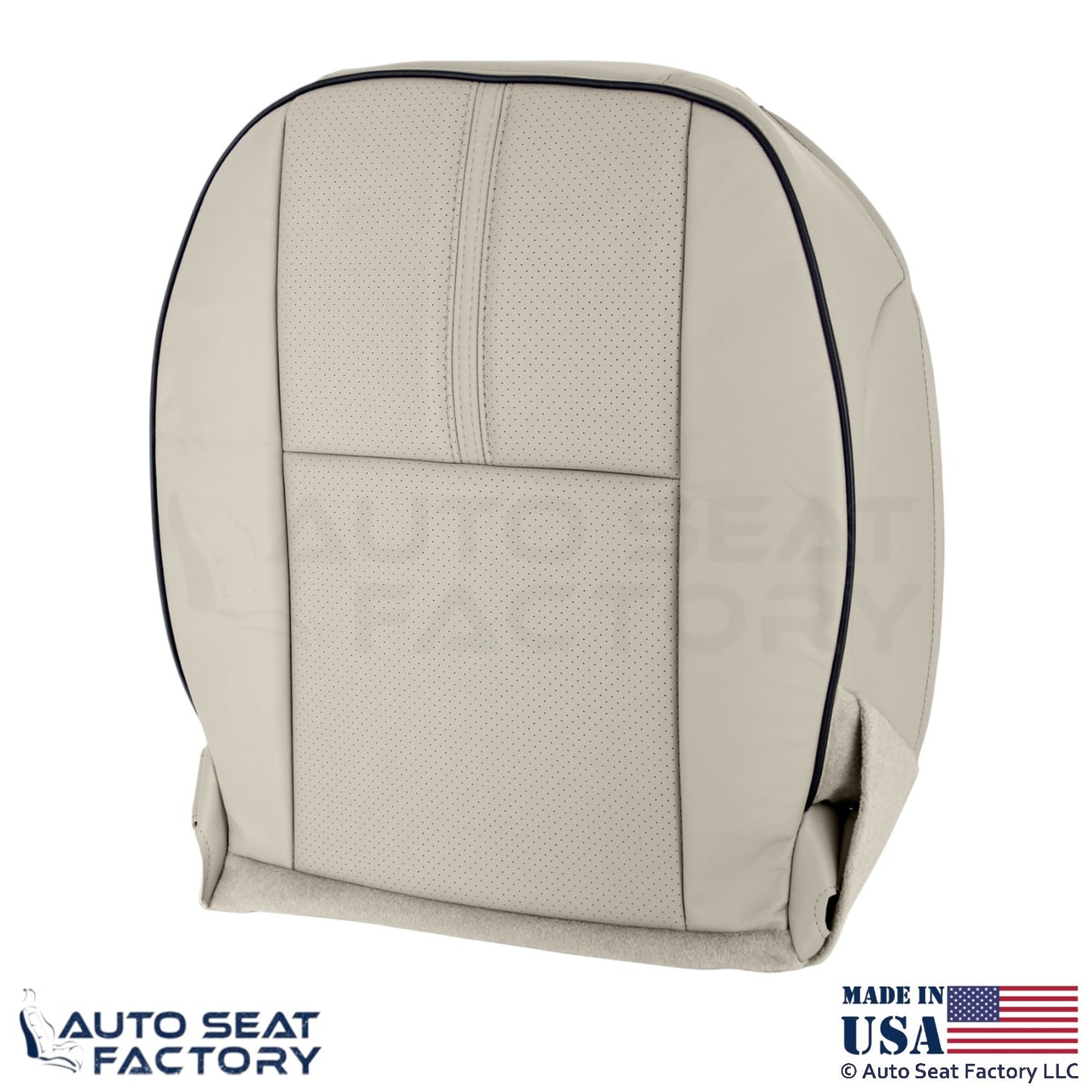 2010-2012 Fits Lincoln MKZ Genuine Leather Perf Front Bottom Seat Covers Tan - OEM-Style Replacement Seat Cover