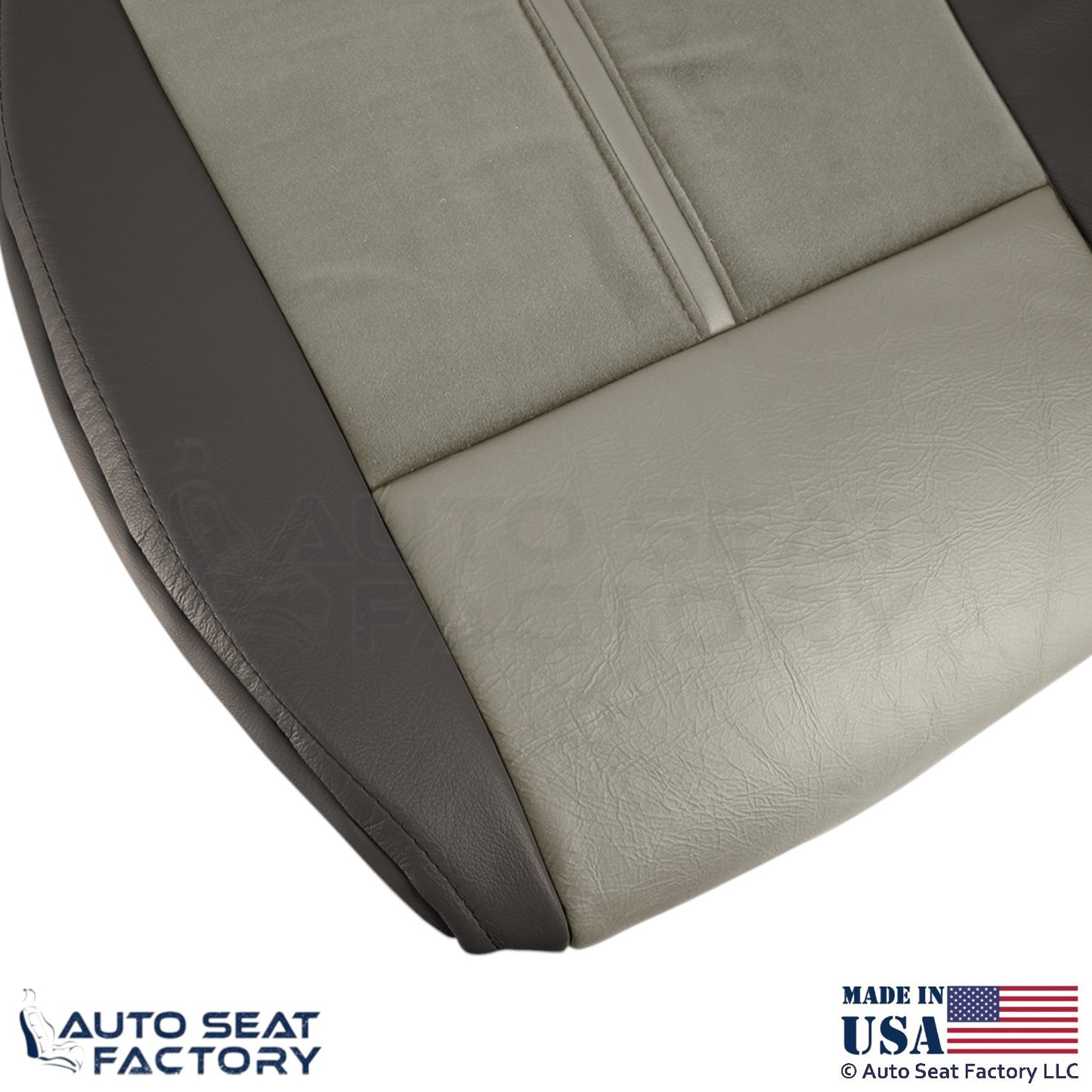 2006-2007 Fits Jeep Grand Cherokee Leather Suede Insert Bottom Seat Covers Gray - OEM-Style Replacement Seat Cover
