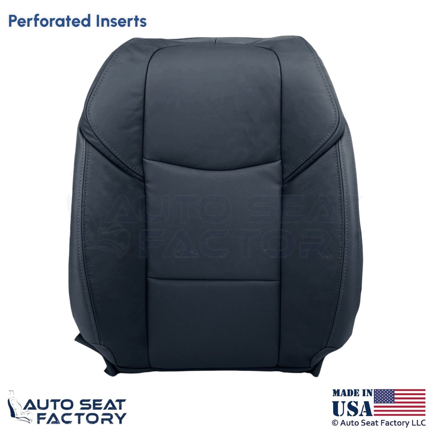 2013-2019 Fits Cadillac ATS Leather Perf Front Driver Top Seat Cover Black - OEM-Style Replacement Seat Cover