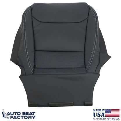 2016-2025  For Tesla Model S Leatherette Driver Bottom Cover Black w/ White Stch - OEM-Style Replacement Seat Cover