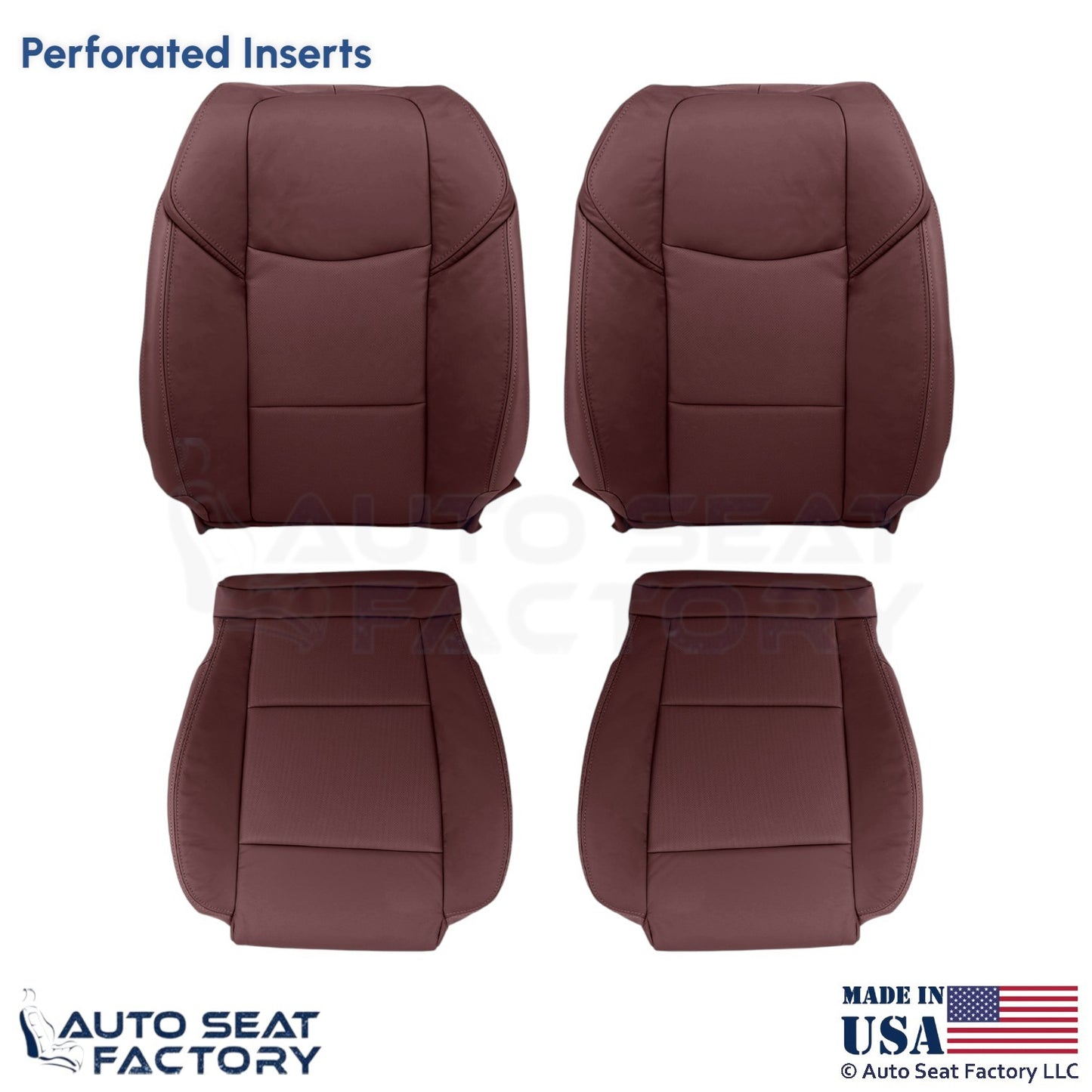 2013-2019 Fits Cadillac ATS Leatherette Front Seat Covers Morello Red - OEM-Style Replacement Seat Cover