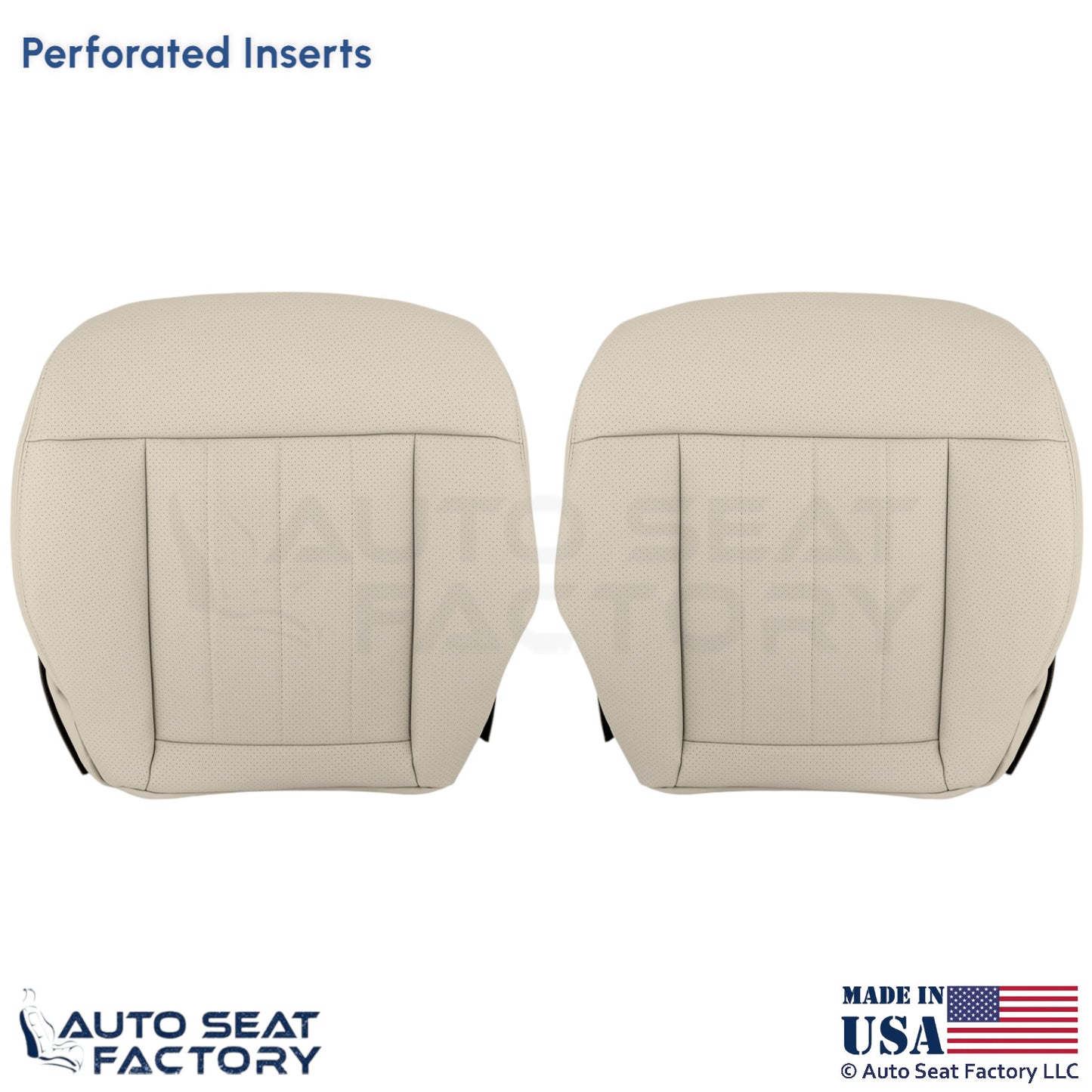 2010-2013 Fits Mercedes Benz E550 E350 Leatherette Perf. Bottom Covers Almond - OEM-Style Replacement Seat Cover