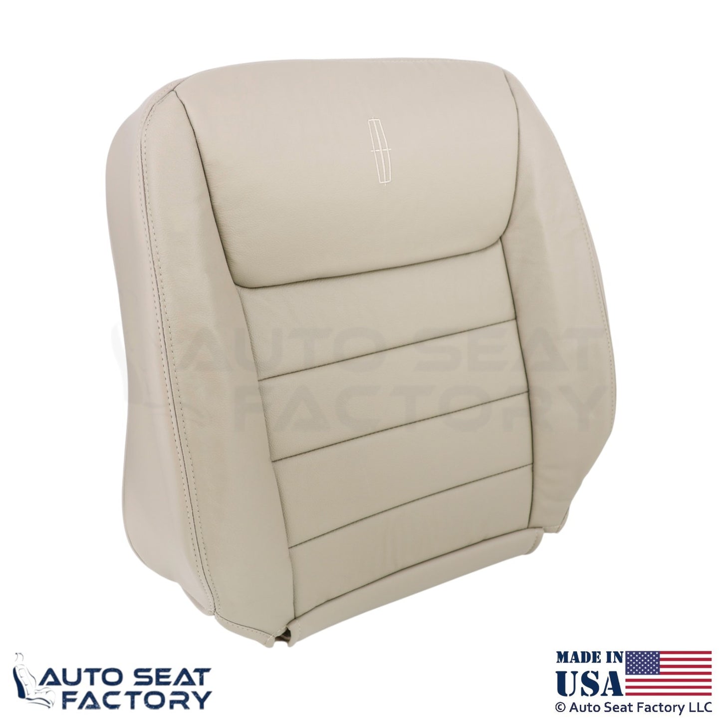 1999-2001 Fits Lincoln Town Car Genuine Leather Front Seat Covers Lt. Parchment - OEM-Style Replacement Seat Cover