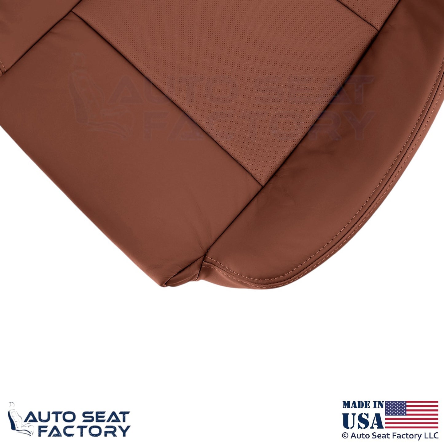 2015-2019 Fits Cadillac ATS Leather Perf Front Passenger Side Seat Covers Brown - OEM-Style Replacement Seat Cover