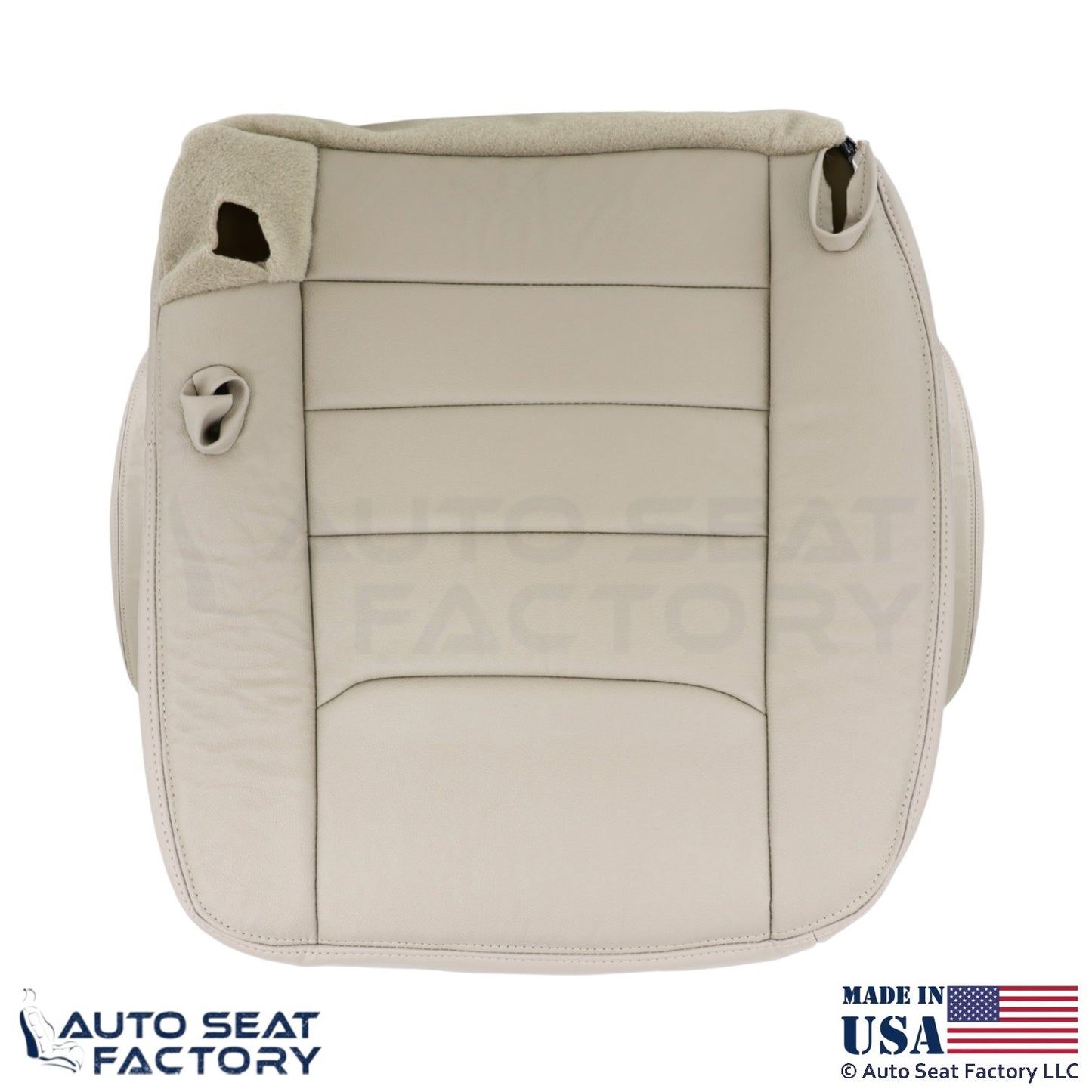 1999-2001 For Lincoln Town Car Genuine Leather Front Bottom Covers Lt. Parchment - OEM-Style Replacement Seat Cover